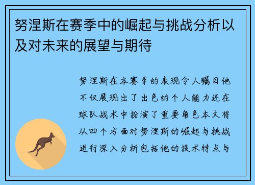 努涅斯在赛季中的崛起与挑战分析以及对未来的展望与期待