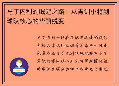 马丁内利的崛起之路：从青训小将到球队核心的华丽蜕变